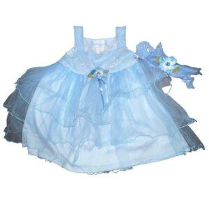 Bebemonde Baby Girl Blue Sleeveless Chiffon Floral Dress 12 Months Lace Boutique